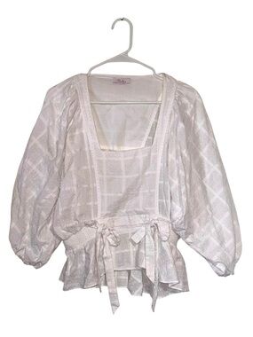 Parker NY cotton Swiss dot square neck blouse size Medium